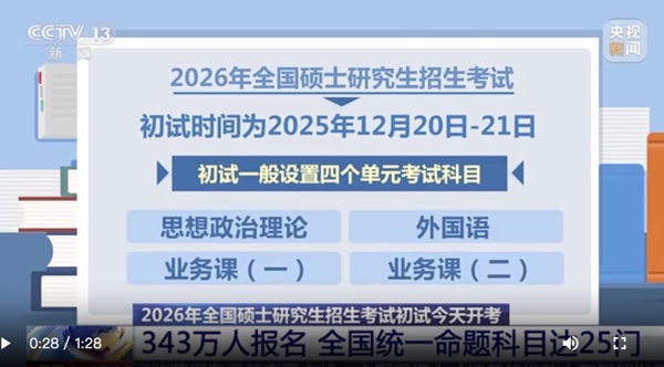 343万人今日开考 研究生初试今日开考